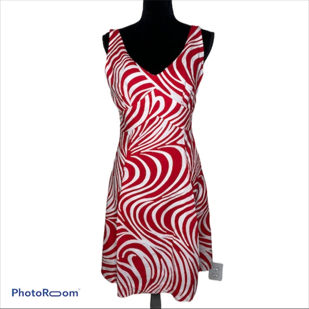 Depeche Red and White Cotton Dress